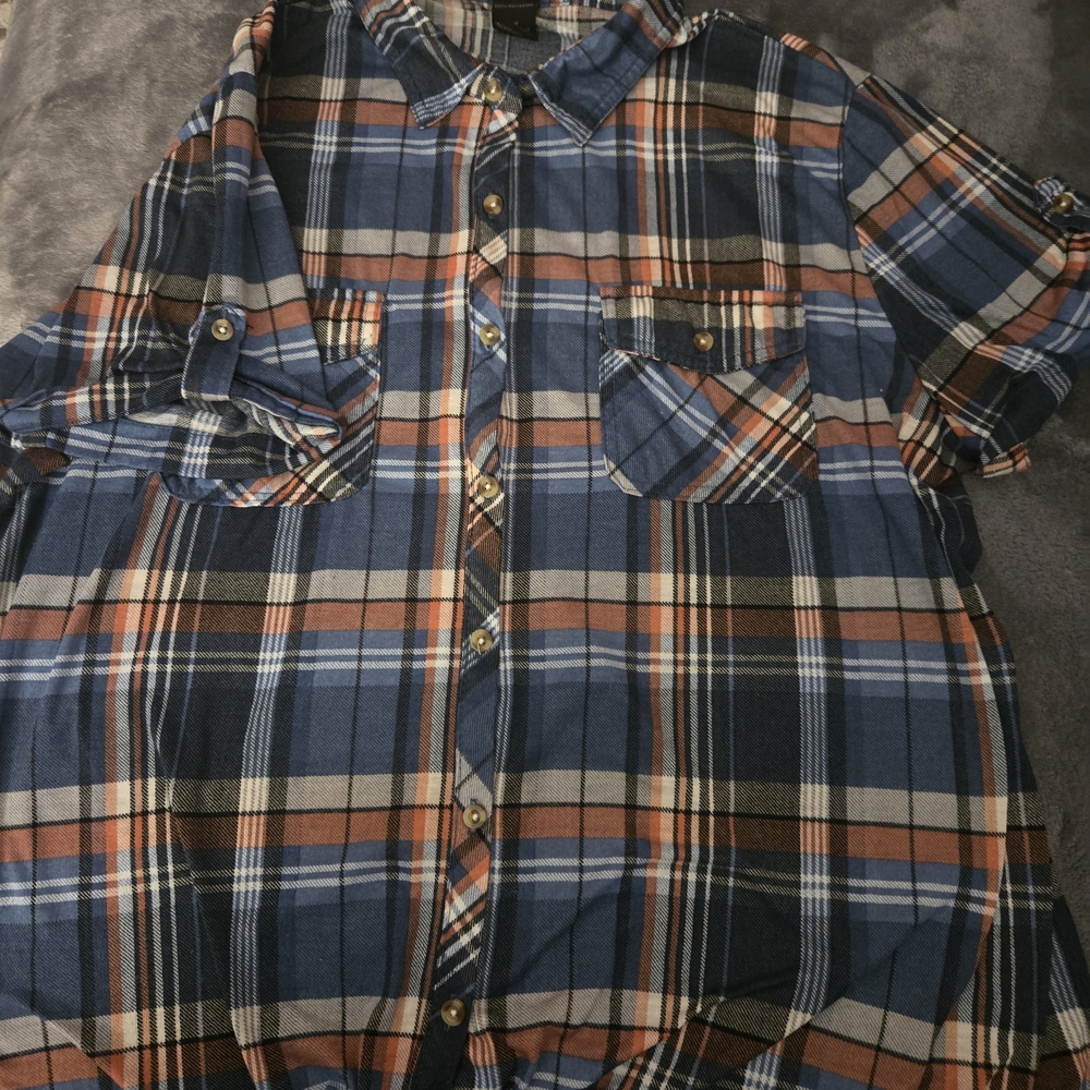 Angel Women's Blue and Orange Plaid Blouse